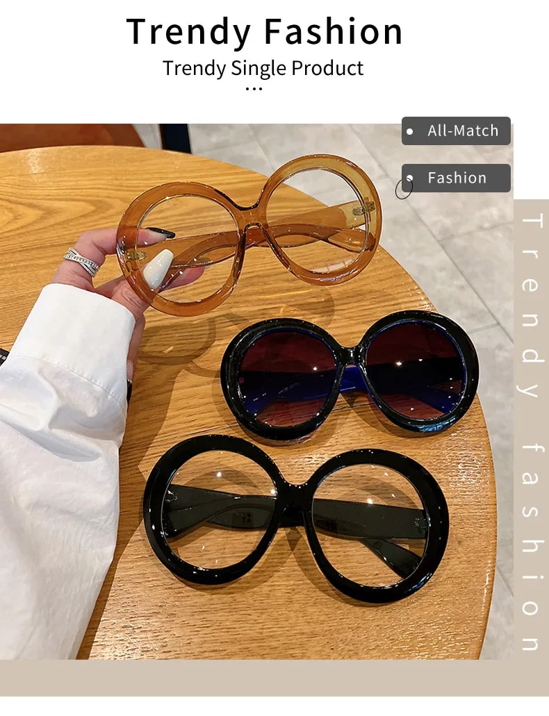 Unisex Trendy Vintage Oversized Gradient Goggle Round Sunglasses