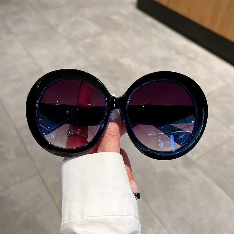 Unisex Trendy Vintage Oversized Gradient Goggle Round Sunglasses
