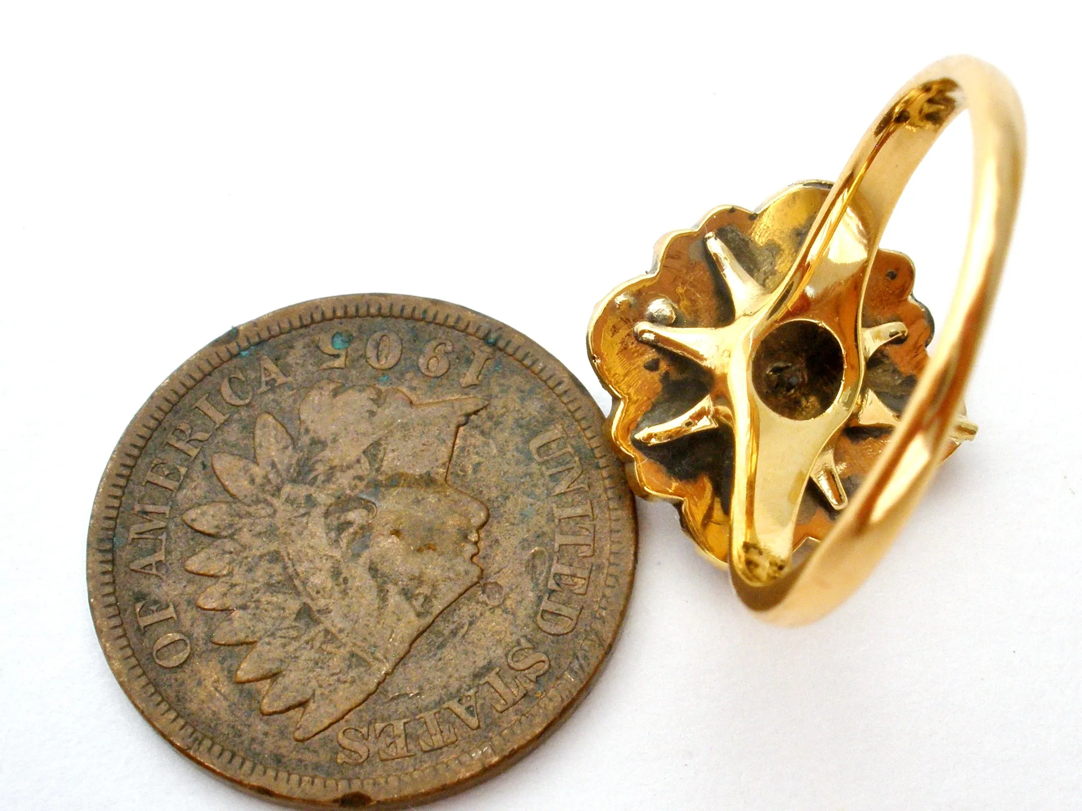 Victorian Bohemian Garnet Ring 14K Gold