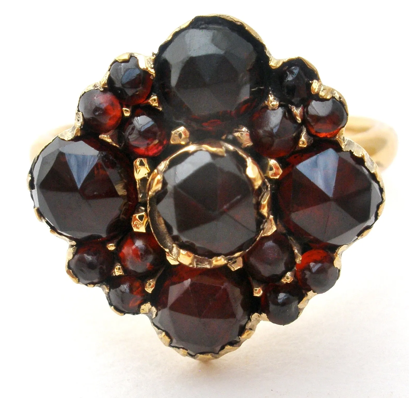 Victorian Bohemian Garnet Ring 14K Gold
