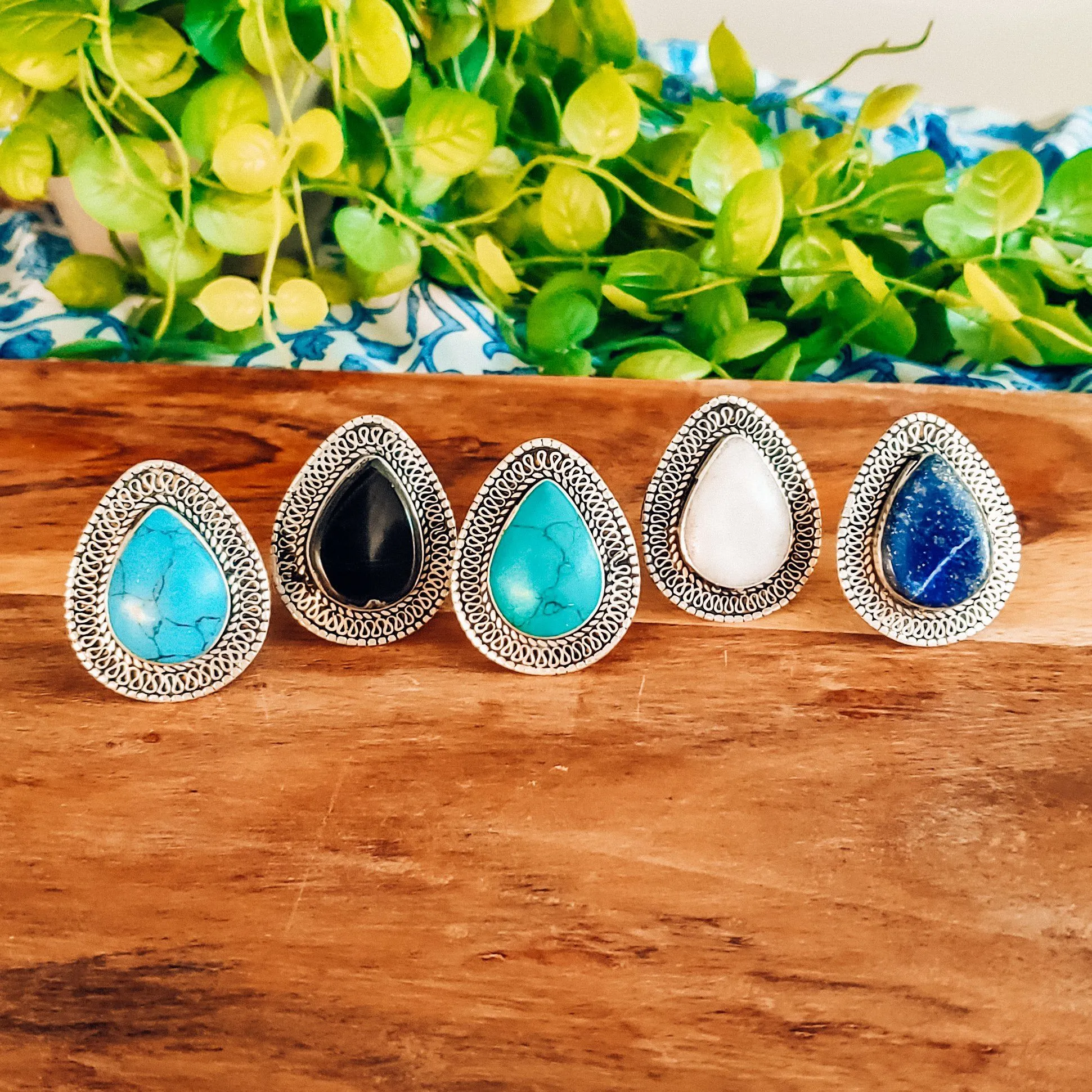 White Howlite Tribal Ring