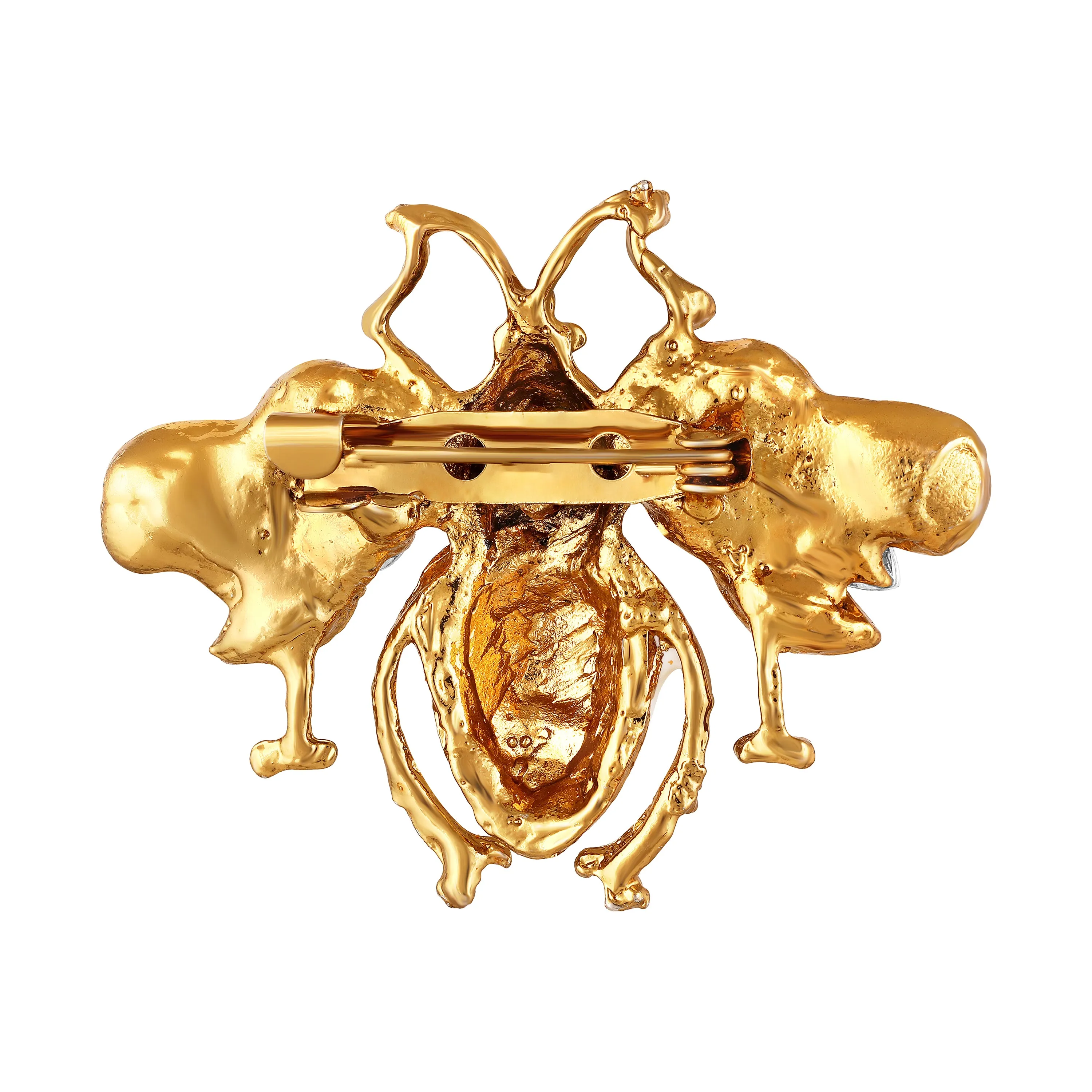 White Meenakari Bee-Shaped Brooch / Lapel Pin