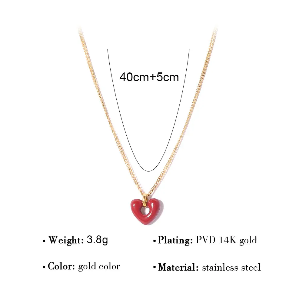WILD & FREE Trendy Red Heart Pendant Necklace for Women