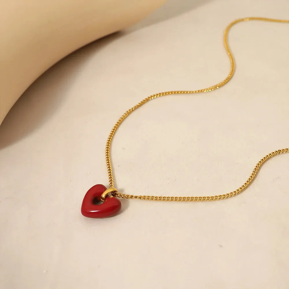 WILD & FREE Trendy Red Heart Pendant Necklace for Women