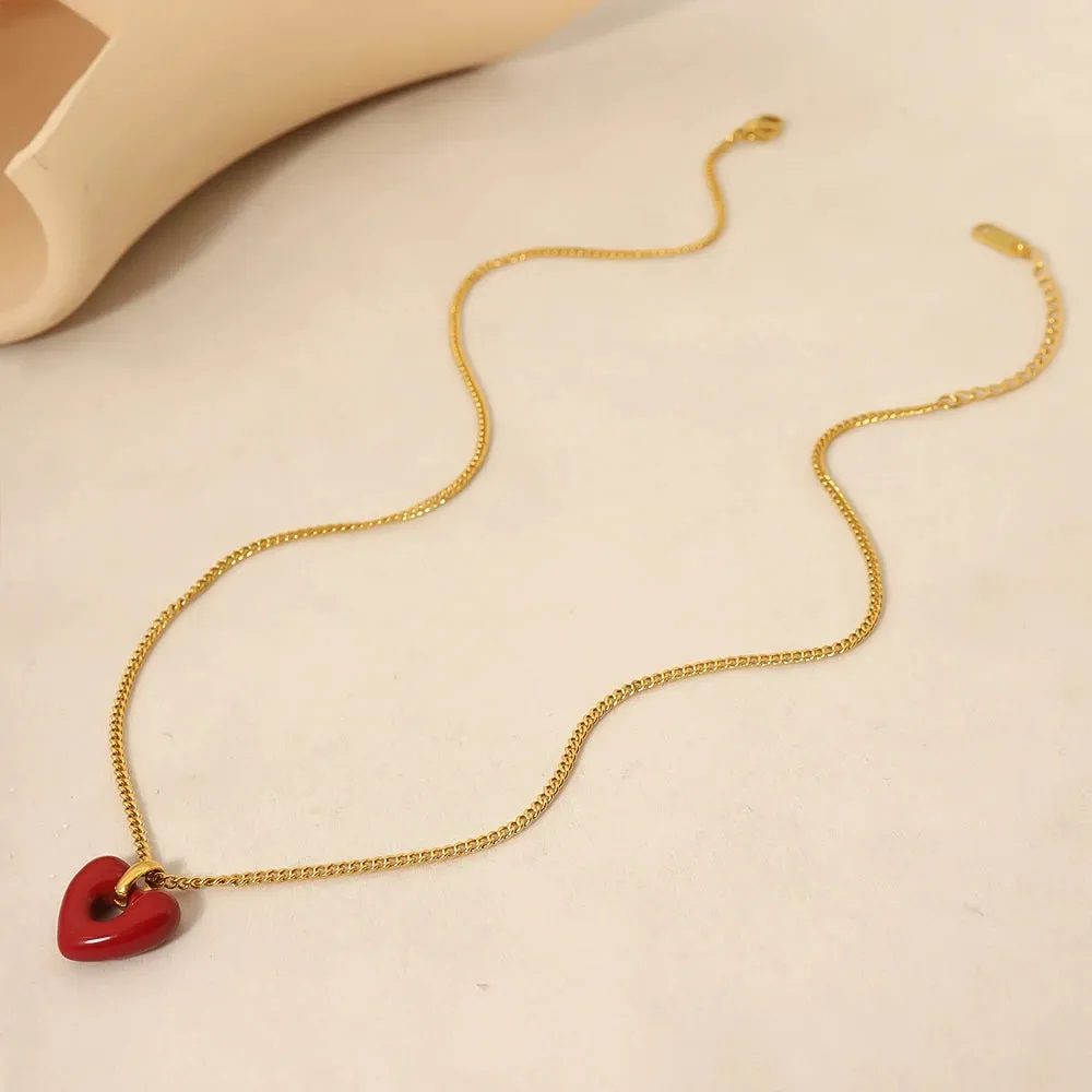 WILD & FREE Trendy Red Heart Pendant Necklace for Women