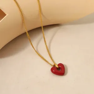 WILD & FREE Trendy Red Heart Pendant Necklace for Women