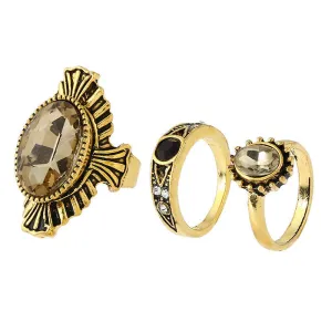 Women's Vintage Rings Retro Bohemian Crystal Rings